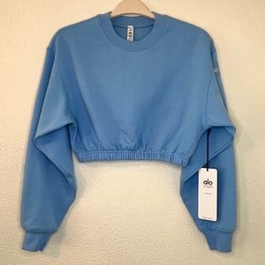 Alo Yoga XS Devotion Crew Neck Pull Over Crop Sweatshirt